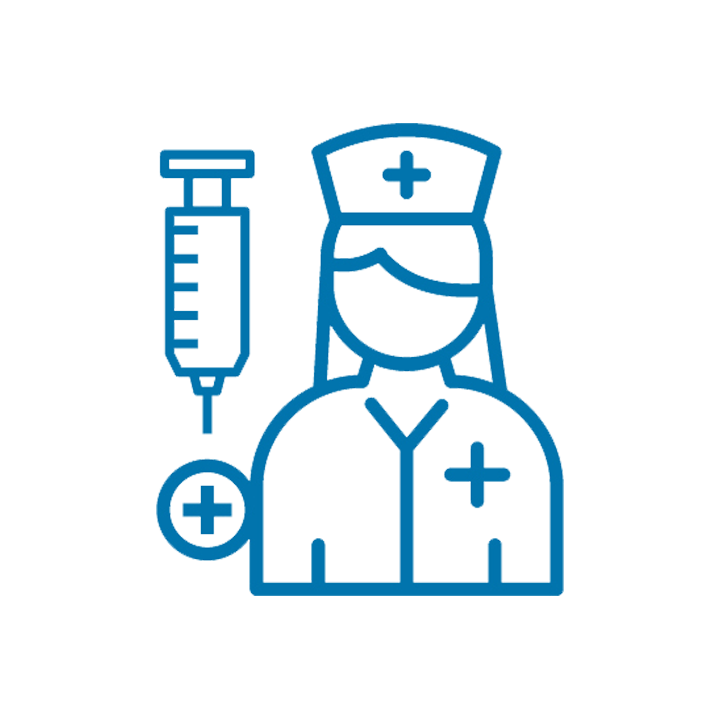 Ícone de enfermeira com uma seringa.