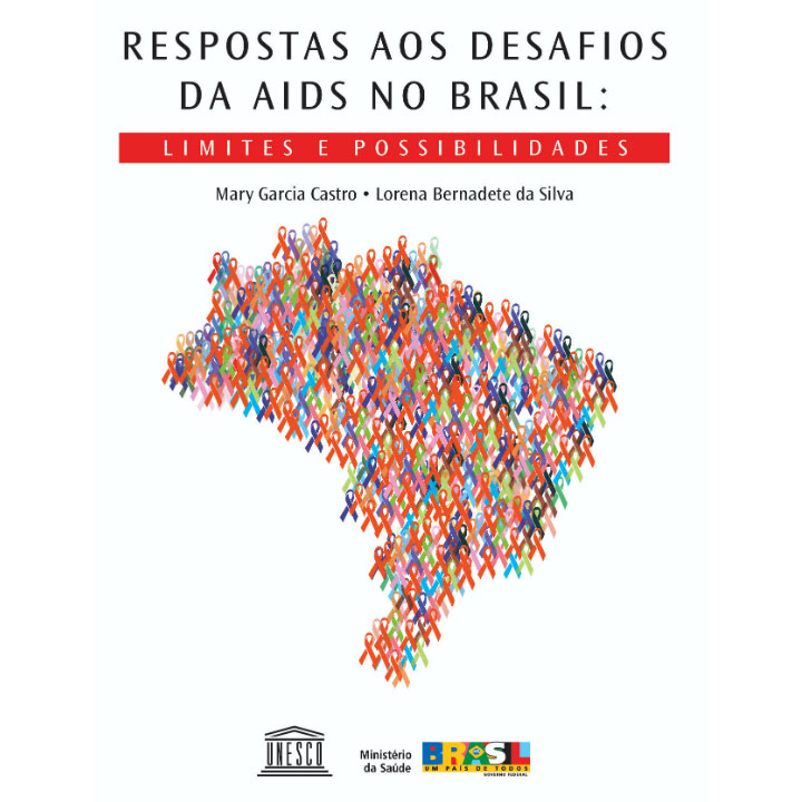 Capa do livro mostra um mapa do Brasil formado por fizas que simbolizam o combate à Aids.