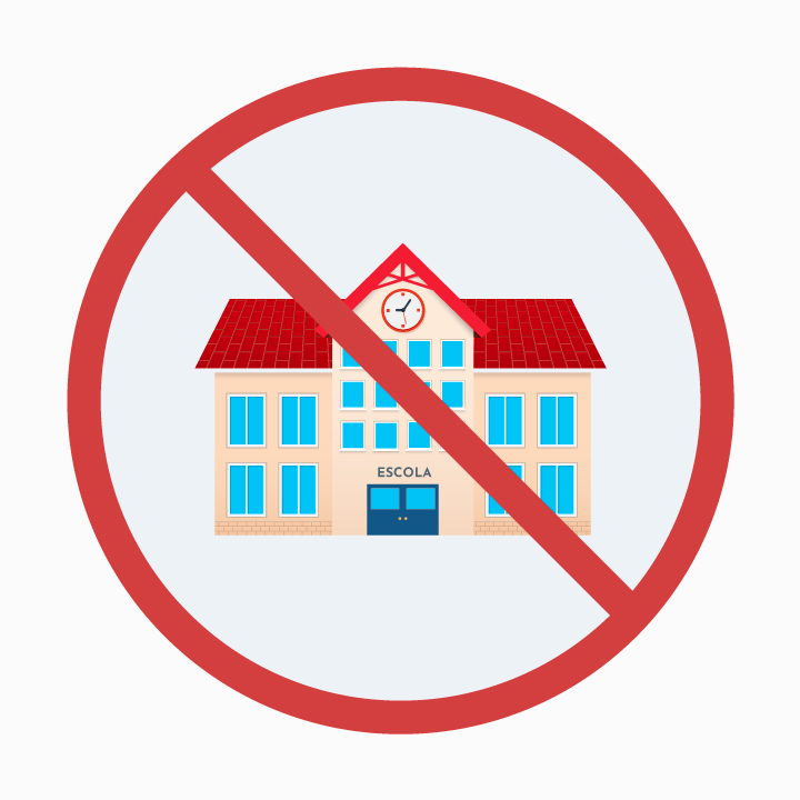 Imagem votorial de uma escola dentro do simbolo de proibição.