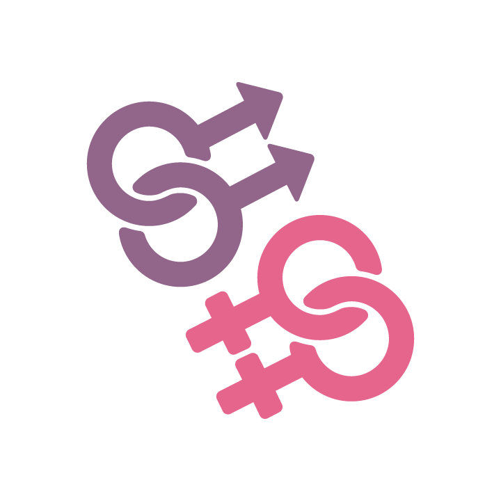2 Símbolos masculino entrelaçados e 2 símbolos feminino entrelaçados