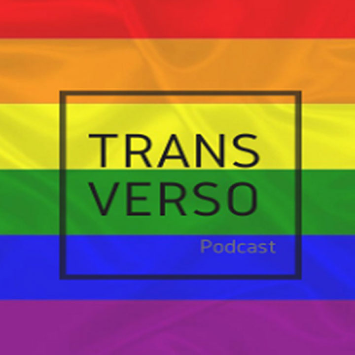 Thumbnail do Podcast Transverso com as cores do arco-íris.