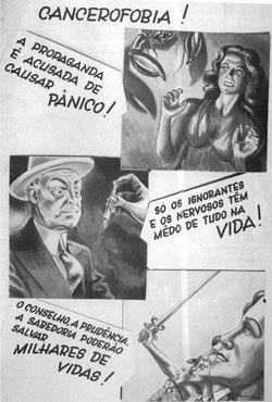 Cartaz educativo do Serviço Nacional do Câncer na década de 1940.