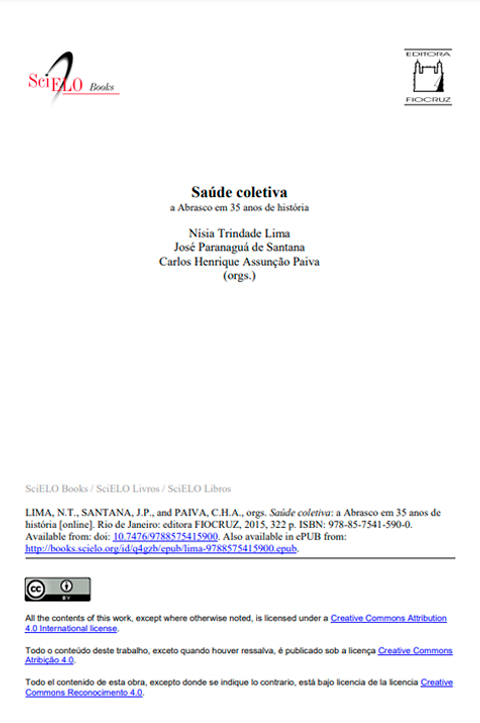 Capa do livro Saúde coletiva: a Abrasco em 35 anos de história​​