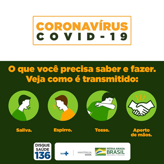 Campanha do Ministério da Saúde para prevenção ao novo coronavírus, vírus causador da Covid-19.