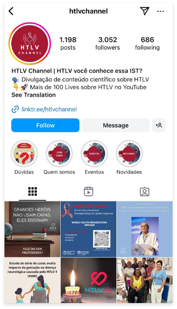 Imagem do perfil no Instagram do HTLV Channel