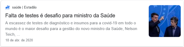 Imagem da notícia Falta de testes é desafio para ministro da Saúde