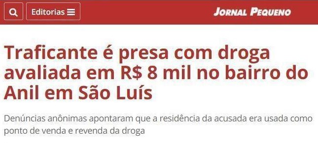QUEIRÓS, F. A. T.; CORDEIRO, A. T. da S. . Mídia e racismo em 8 notícias sobre o tráfico de drogas.