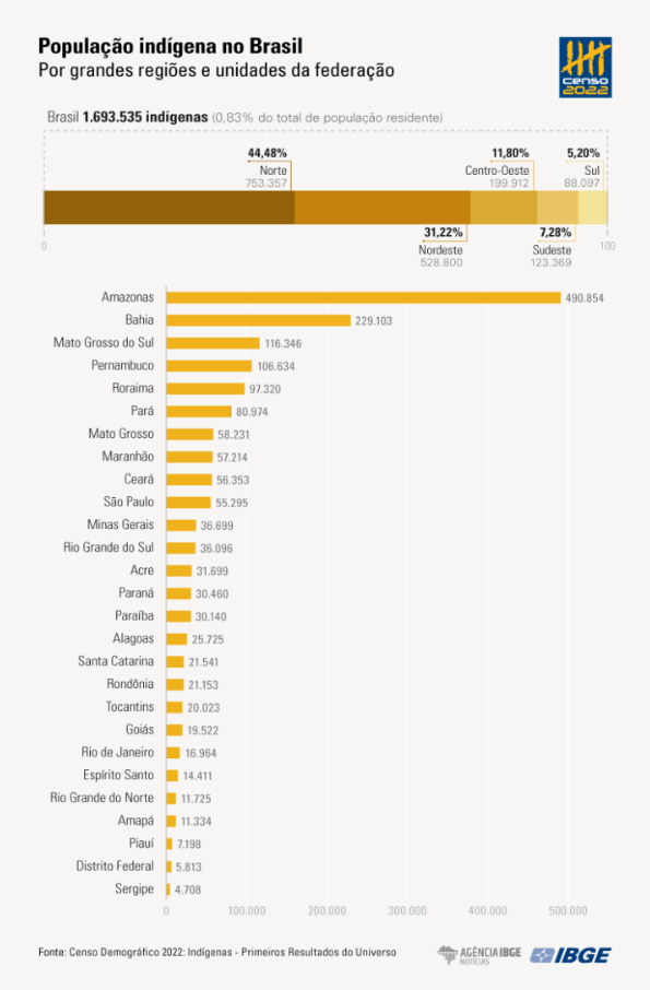 Infográfico da população indígena no Brasil Infográfico da população indígena no Brasil