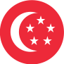 Bandeira de Cingapura (fundo vermelho com uma lua crescente e cinco estrelas brancas).
