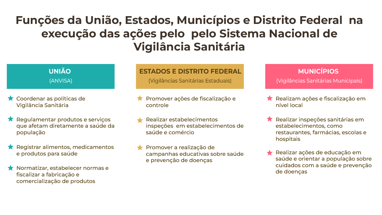 Funções da União, Estados, Municípios e Distrito Federal na gestão do Sistema Nacional de Vigilância em Saúde (Portaria GM/MS nº 3.252/2009).